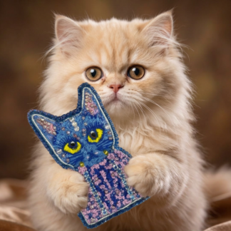 Brooch cat, Handmade Blue Cat Brooch, Beaded Cat Brooch, Hand Embroidered Animal Jewelry, Gift for Cat Lovers, Embroidered Brooch cat, Whimsical Cat Brooch