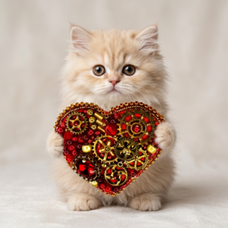 Red Steampunk Heart Brooch Prominent Gears, Vintage Clockwork Valentine Pin, Handmade Mechanical Heart Jewelry Gift