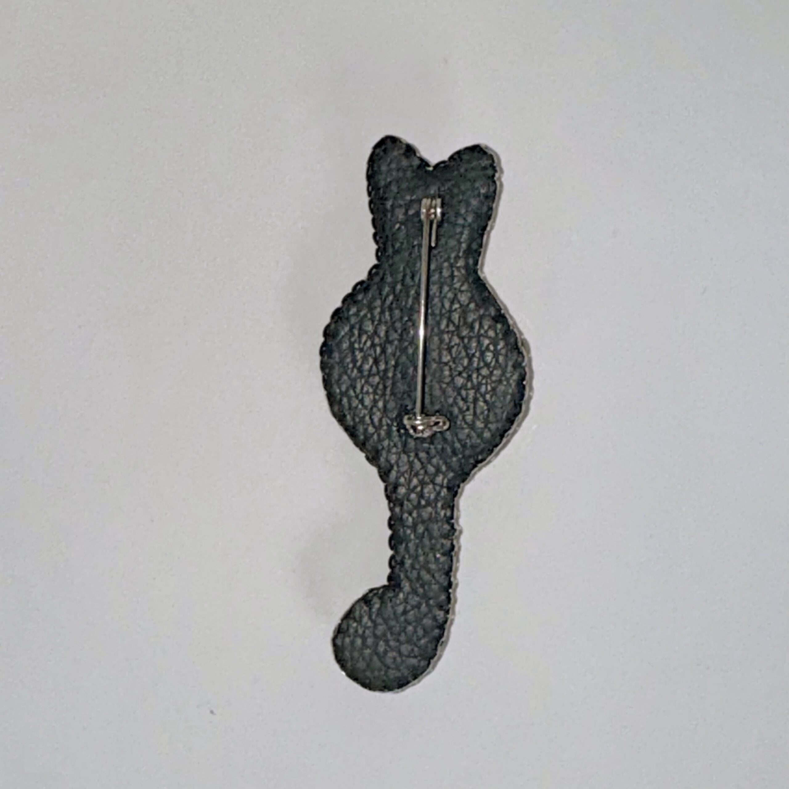 Royal Blue and Gold Cat Brooch, Beaded Animal Pin with Red Rhinestone, Whimsical Cat Lover Gift, Handmade Embroidered Jewelry, P.S. Jewelry — view 8